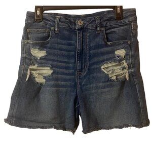 American Eagle next level stretch curvy high-rise Shortie jean shorts size 12